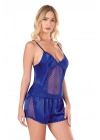 Bicomi Saks Saten Babydoll Şort Takımı