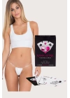 Bicomi Sexy Görselli Oyun Kartı Kama Sutra Beyaz Yanları Şeffaf İp Tanga Külot Seti
