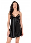Bicomi Siyah Kısa Saten Gecelik
