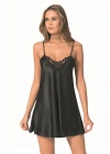 Bicomi Siyah Kısa Saten Gecelik