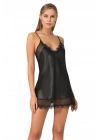 Bicomi Siyah Kısa Saten Gecelik