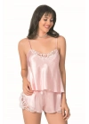 Bicomi Somon Saten Babydoll Şort Takımı