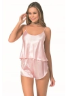 Bicomi Somon Saten Babydoll Şort Takımı