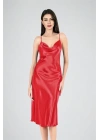 Bicomi Uzun Gecelik Degaje Kırmızı