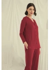 Bicomi Uzun Kollu Boydan Düğmeli V Yaka Pijama Takımı