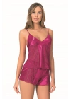 Bicomi Vişne Saten Babydoll Şort Takımı