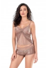 Bicomi Vizon Jakarlı Babydoll Şort Takımı