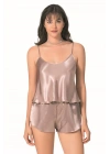 Bicomi Vizon Saten Babydoll Şort Takımı