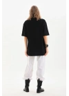Bisiklet Yaka 20/1 Düz Oversize T-Shirt - Siyah -
