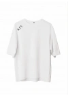 Bisiklet Yaka Baskılı Oversize T-Shirt - Beyaz -