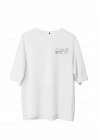 Bisiklet Yaka Baskılı Oversize T-Shirt - Beyaz -