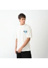 Bisiklet Yaka Baskılı Oversize T-Shirt - Beyaz -