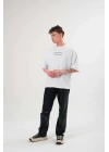 Bisiklet Yaka Baskılı Oversize T-Shirt - Beyaz -