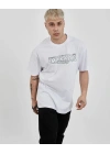 Bisiklet Yaka Baskılı Oversize T-Shirt - Beyaz