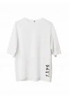 Bisiklet Yaka Baskılı Oversize T-Shirt - Beyaz -