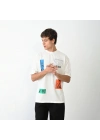 Bisiklet Yaka Baskılı Oversize T-Shirt - Beyaz -