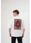 Bisiklet Yaka Baskılı Oversize T-Shirt - Beyaz -