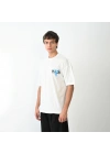 Bisiklet Yaka Baskılı Oversize T-Shirt - Beyaz -
