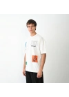 Bisiklet Yaka Baskılı Oversize T-Shirt - Beyaz -