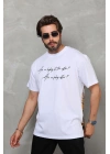 Bisiklet Yaka Baskılı Oversize T-Shirt - Beyaz