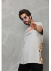 Bisiklet Yaka Baskılı Oversize T-Shirt - Gri