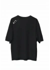 Bisiklet Yaka Baskılı Oversize T-Shirt - Siyah -
