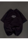 Bisiklet Yaka Baskılı Oversize T-Shirt - Siyah -
