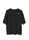 Bisiklet Yaka Baskılı Oversize T-Shirt - Siyah