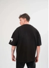 Bisiklet Yaka Baskılı Oversize T-Shirt - Siyah -
