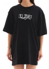 Bisiklet Yaka Baskılı Oversize T-Shirt - Siyah -