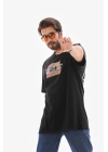 Bisiklet Yaka Baskılı Oversize T-Shirt - Siyah -