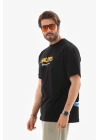 Bisiklet Yaka Baskılı Oversize T-Shirt - Siyah -