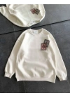 Bisiklet Yaka Baskılı SweatShirt - Beyaz -