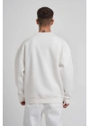 Biskilet Yaka Üç İplik SweatShirt - Beyaz -