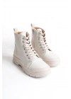 BLOOM Bağcıklı Fermuarlı Ortopedik Taban Kadın Bot  CKT - Krem