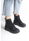 BLOOM Bağcıklı Fermuarlı Ortopedik Taban Kadın Bot CST - Siyah