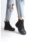 BLOOM Bağcıklı Fermuarlı Ortopedik Taban Kadın Bot CST - Siyah