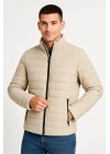 Bomber Mont Ceket – Su İtici Kumaş, Kapitone Astarlı, Fermuarlı, Kışlık - Bej -