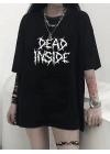 Canlı Harf Baskılı Büyük Boy Oversize Kısa Kollu Tişört - Siyah -