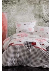 Çift Kişilik Lastikli Çarşaflı Pamuklu Nevresim Takımı Patchwork Love