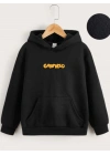 Çocuk   Kapüşonlu Ön ve Arka Garfield Baskılı Sweatshirt - Siyah