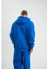 Double Oversize Kapşonlu Basic SweatShirt - Mavi -