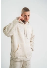 Double Oversize Kapşonlu Yıkamalı SweatShirt - Krem -