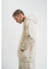 Double Oversize Kapşonlu Yıkamalı SweatShirt - Krem -