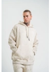 Double Oversize Kapşonlu Yıkamalı SweatShirt - Krem -