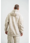 Double Oversize Kapşonlu Yıkamalı SweatShirt - Krem -