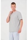 Düz Biskilet Yaka Oversize T-shirt - Gri -
