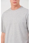 Düz Biskilet Yaka Oversize T-shirt - Gri -