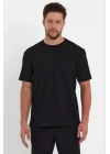 Düz Biskilet Yaka Oversize T-shirt - Siyah -