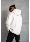Düz Kapüşonlu Sweat - Beyaz -
